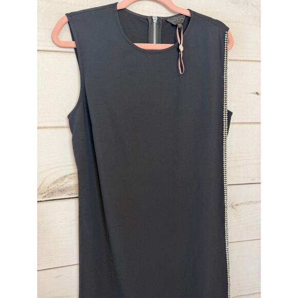 Ted Baker Size 3 Black Sleeveless Dress Rhinestone Details Formal Classy - Picture 2 of 6